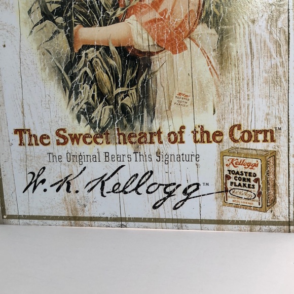 Kelloggs metal wall art with a girl holding corn - Picture 3 of 4